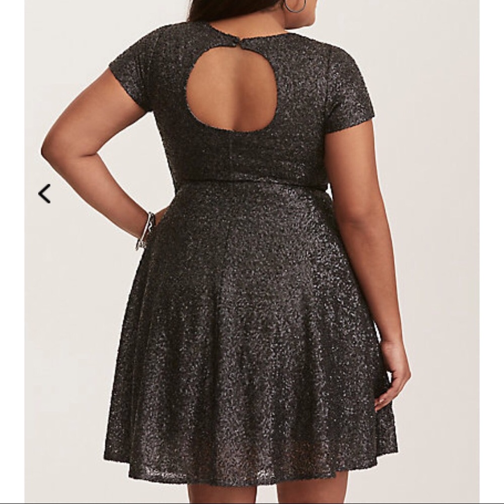 Torrid plus size sequin skater dress 24 black